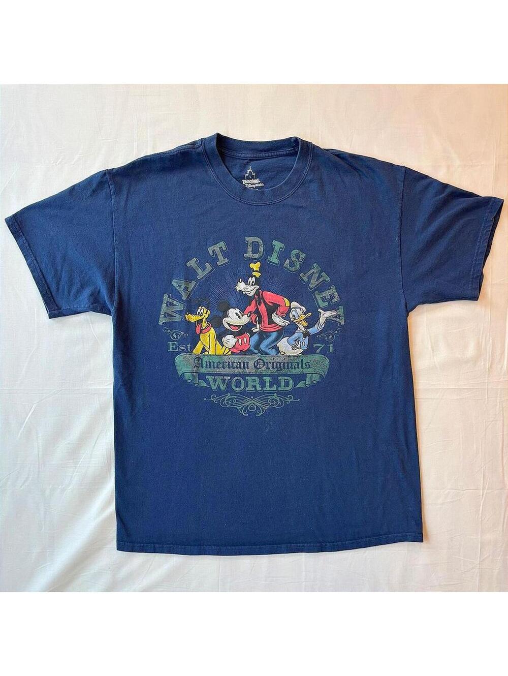 Y2K Walt Disney World Mickey Goofy Donald Pluto American Originals Tee Size L